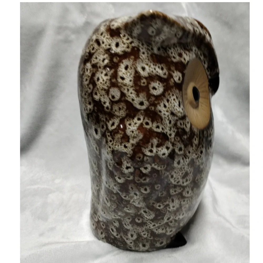Elegant Expressions‎ Ceramic Owl Vase Brown White Dappled Glaze BS51456W Rustic